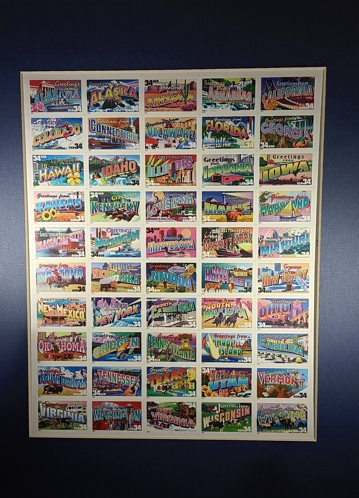 U.S. COMM SHEET OF 50 SCOTT#3745a 2003 37ct GREETINGS FROM AMERICA