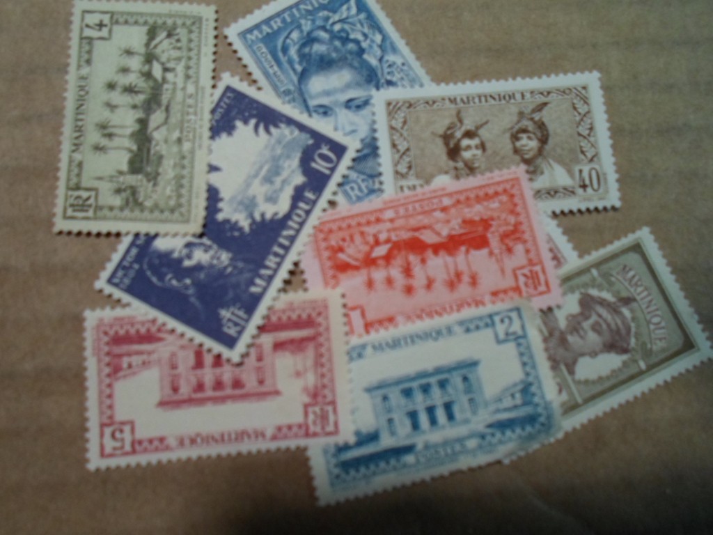 Collection lot 10 different stamps of old French Martinique