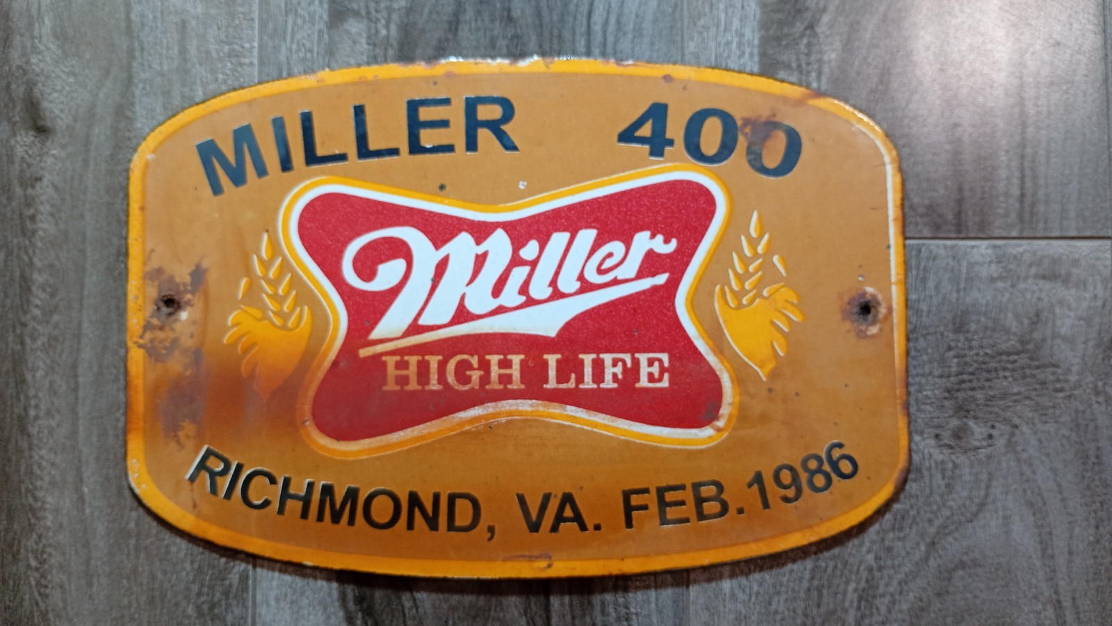 Vintage 1986 Miller 400 Richmond Fairgrounds NASCAR Porcelain Race Sign 9 Vintage 1986 Miller 400 Richmond Fairgrounds NASCAR Porcelain Race Sign 9