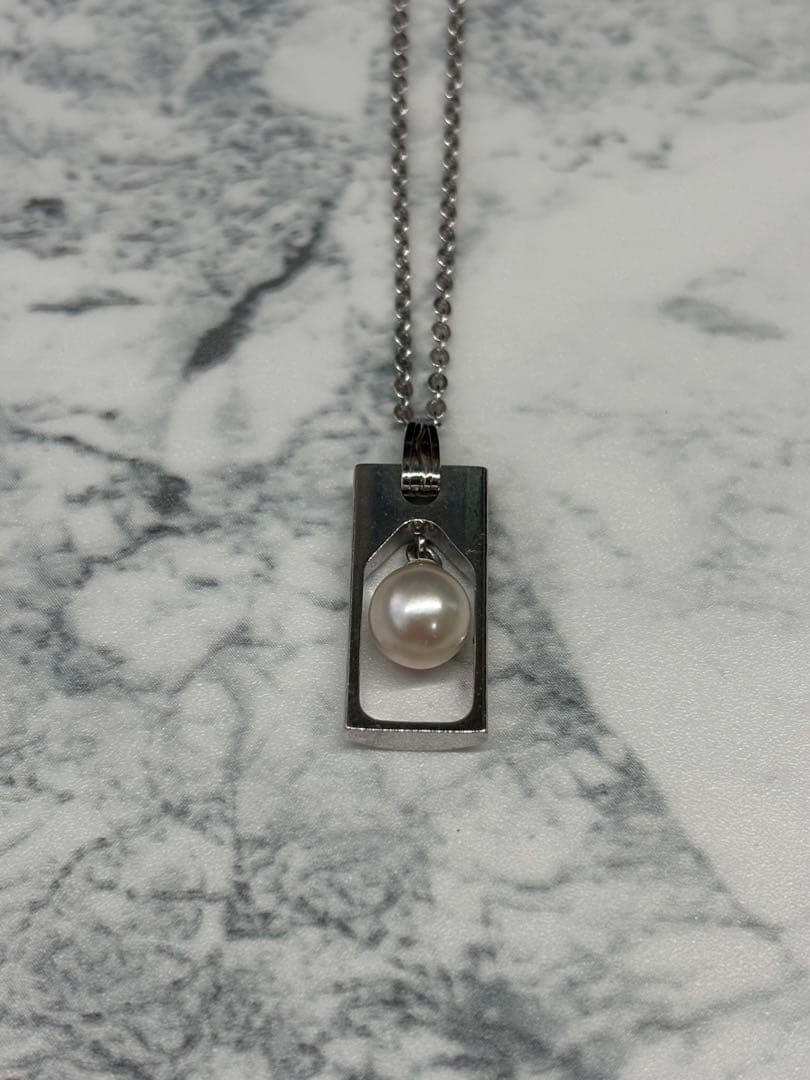 Akoya Pearl Necklace 67mm Silver Chain Stylish Jewelry Used