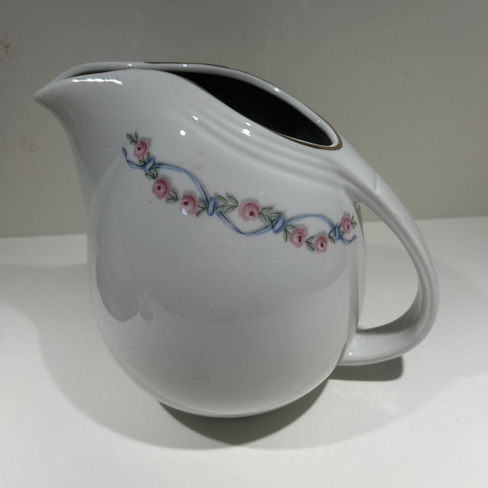 VTG Halls Superior Quality KitchenWare Wildfire Radiance Ribbon & Roses Pitcher VTG Halls Superior Quality KitchenWare Wildfire Radiance Ribbon & Roses Pitcher