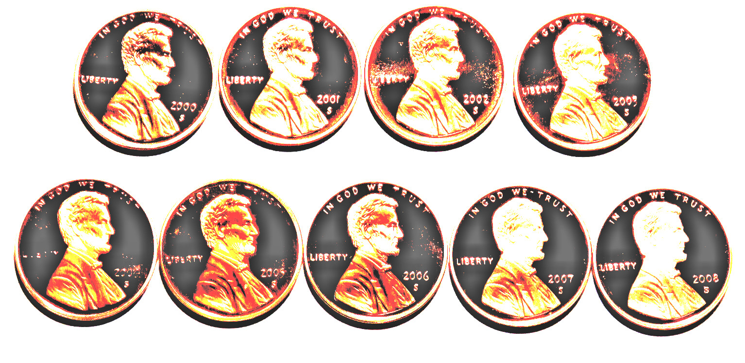 2000-2008 S Lincoln Cent NICE Proof Run 9 Coin Set