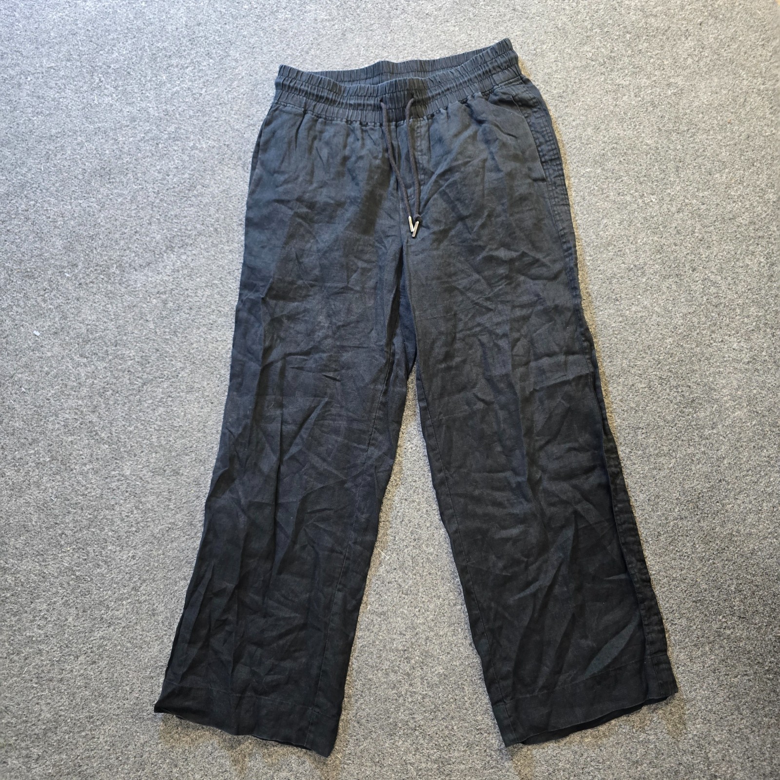 Quince Pants Womens Large Black European Linen Wide Leg Pull On Pockets Casual Quince Pants Womens Large Black European Linen Wide Leg Pull On Pockets Casual