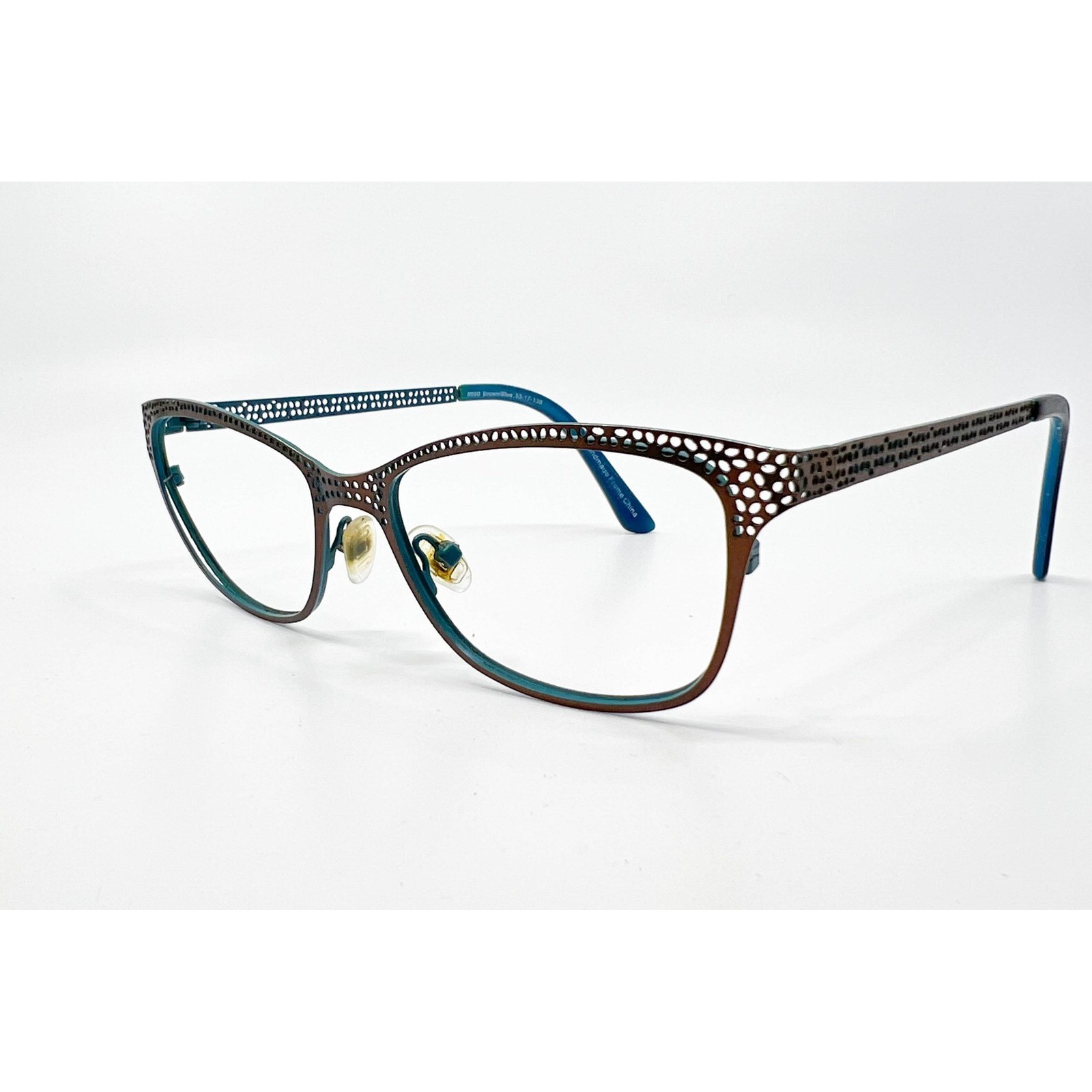 Ogi Eyewear Eyeglasses Women Brown Teal Cat Eye 51-17-135 3133