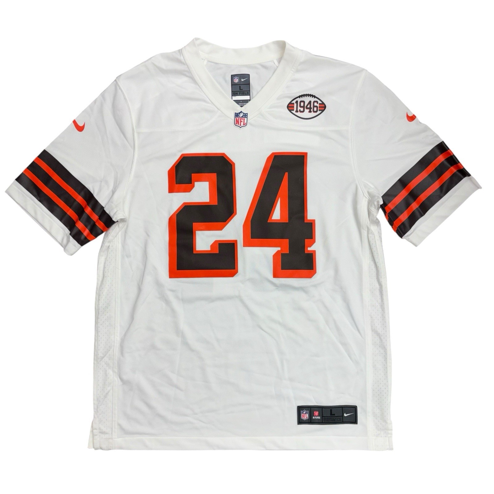 Nike Nick Chubb Cleveland Browns Away White Football Jersey, Size Large NEW Nike Nick Chubb Cleveland Browns Away White Football Jersey, Size Large NEW