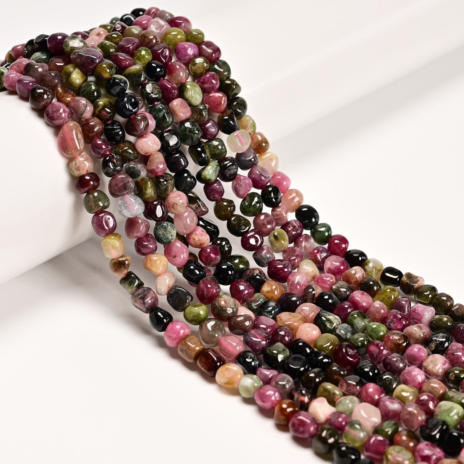 Natural Genuine Multi Color Tourmaline Nugget Beads Size 4-6mm 15.5\