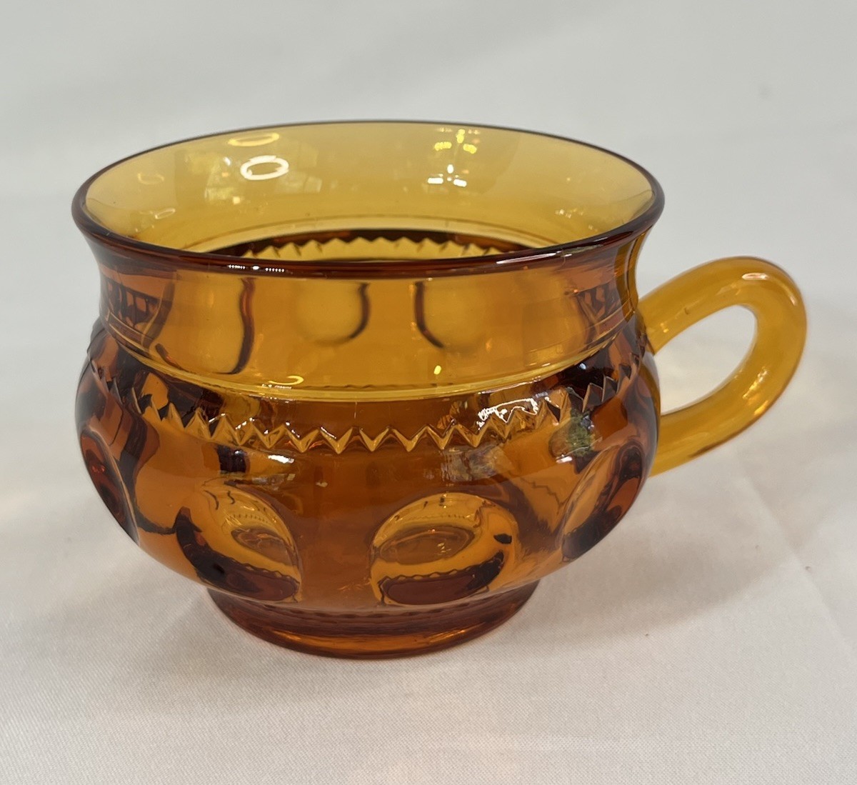 Vtg Indiana Amber Glass Thumbprint King's Crown Tea Cup Punch Coffee Mug Replace Vtg Indiana Amber Glass Thumbprint King's Crown Tea Cup Punch Coffee Mug Replace
