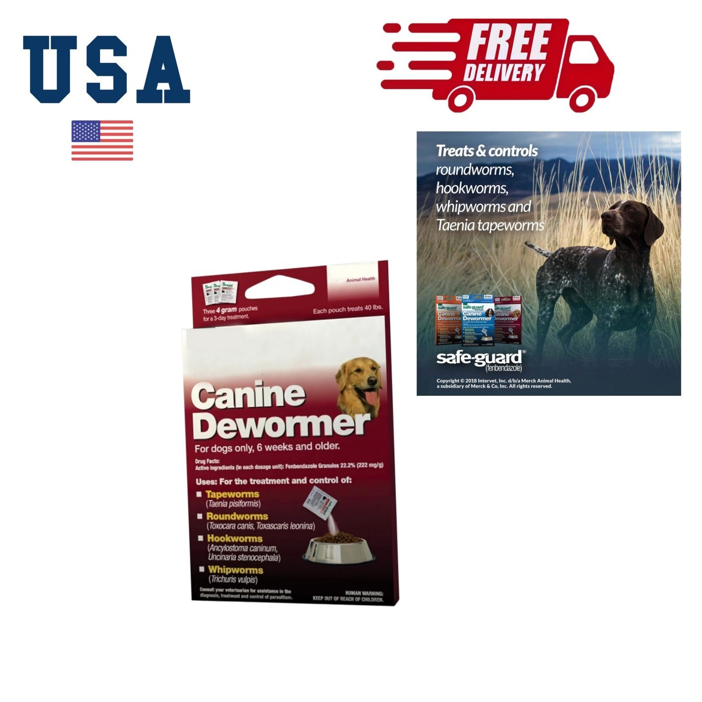 1 box contains 3 bags Canine Dewormer for Dogs, 4gm pouch 1 box contains 3 bags Canine Dewormer for Dogs, 4gm pouch