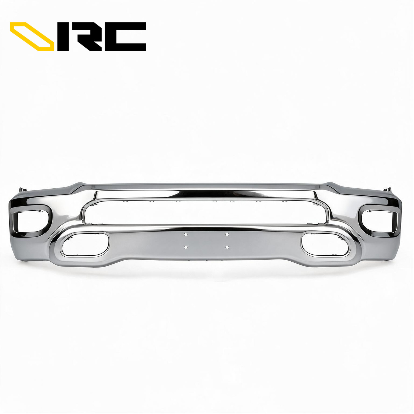 One-Piece Chrome Front Bumper Bar For 2019-2024 Dodge Ram 1500 w Fog Light Holes