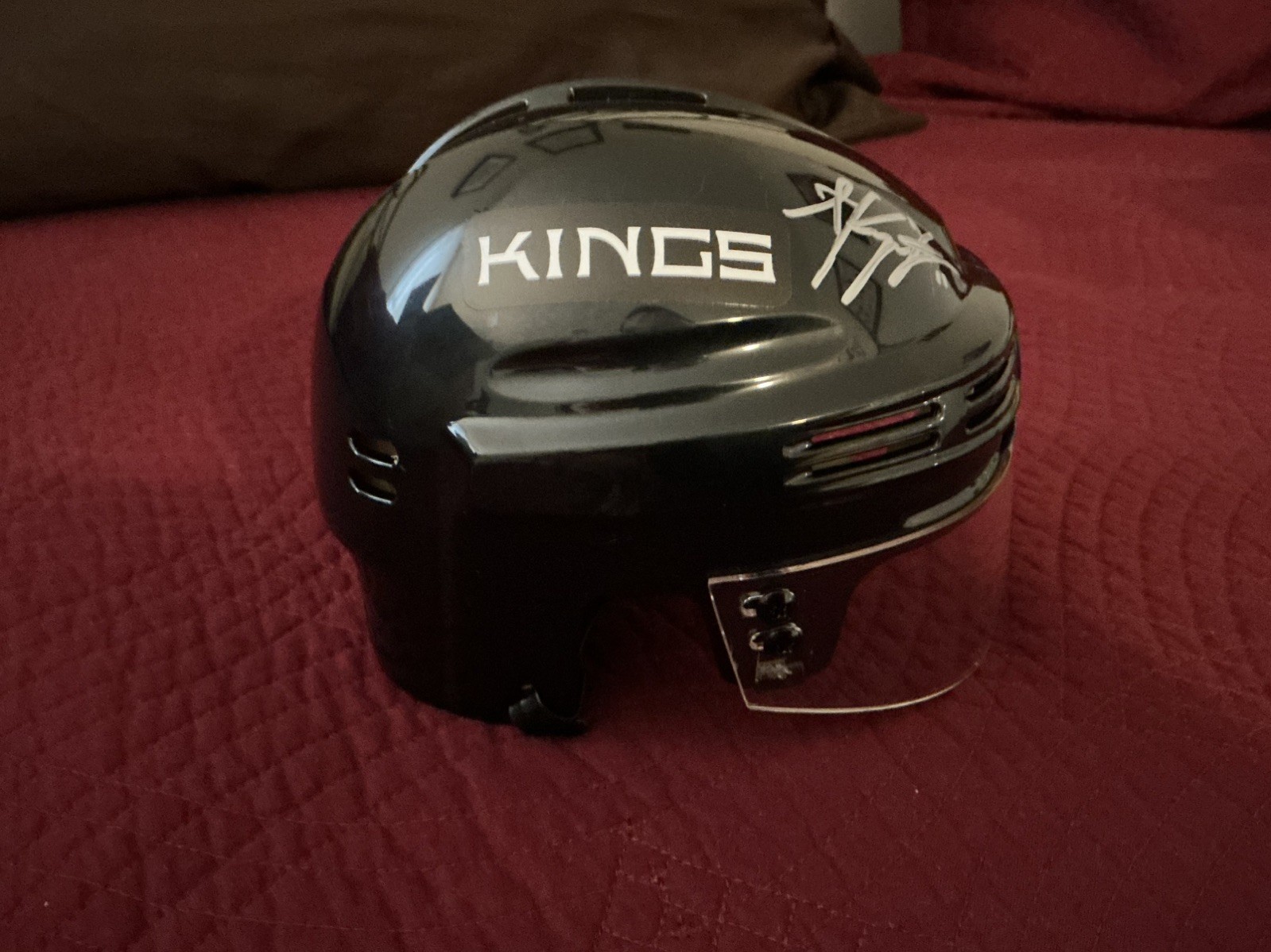 ANZE KOPITAR LA KINGS SIGNED BLACK MINI HELMET-FANATICS AUTHENTICATED