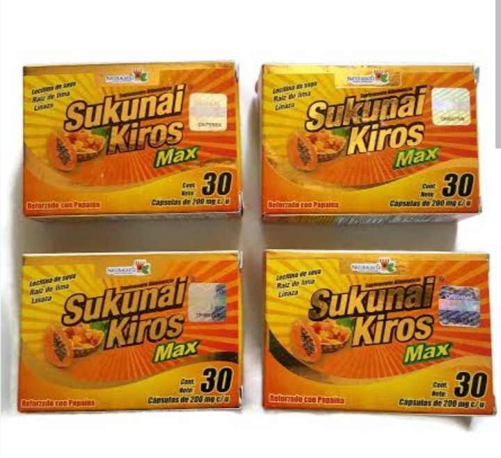 4 Pack Sukunai Kiros MAX Original 120 Cap 200mg  papaya Papaina Exp Jun 2027