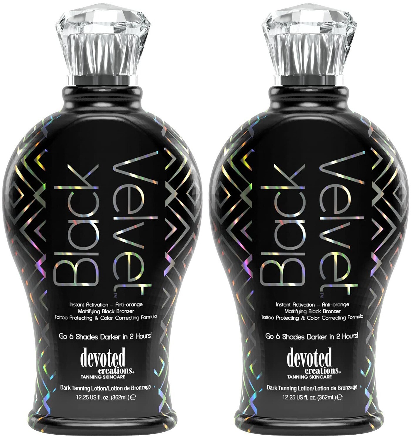 Lot of 2 Black Velvet by Devoted Creations Black Bronzer Tanning Lotion