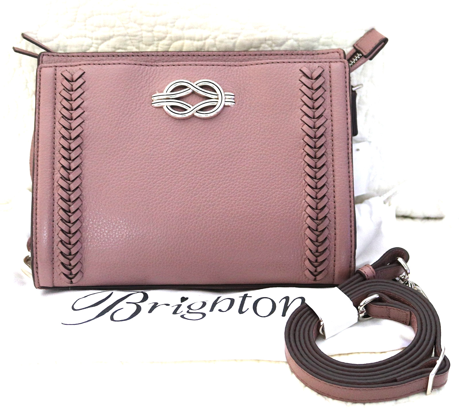 Brighton INTERLOK HARMONY FINDLEY NWT $450 Fr Mauve Leather Crossbody Organizer