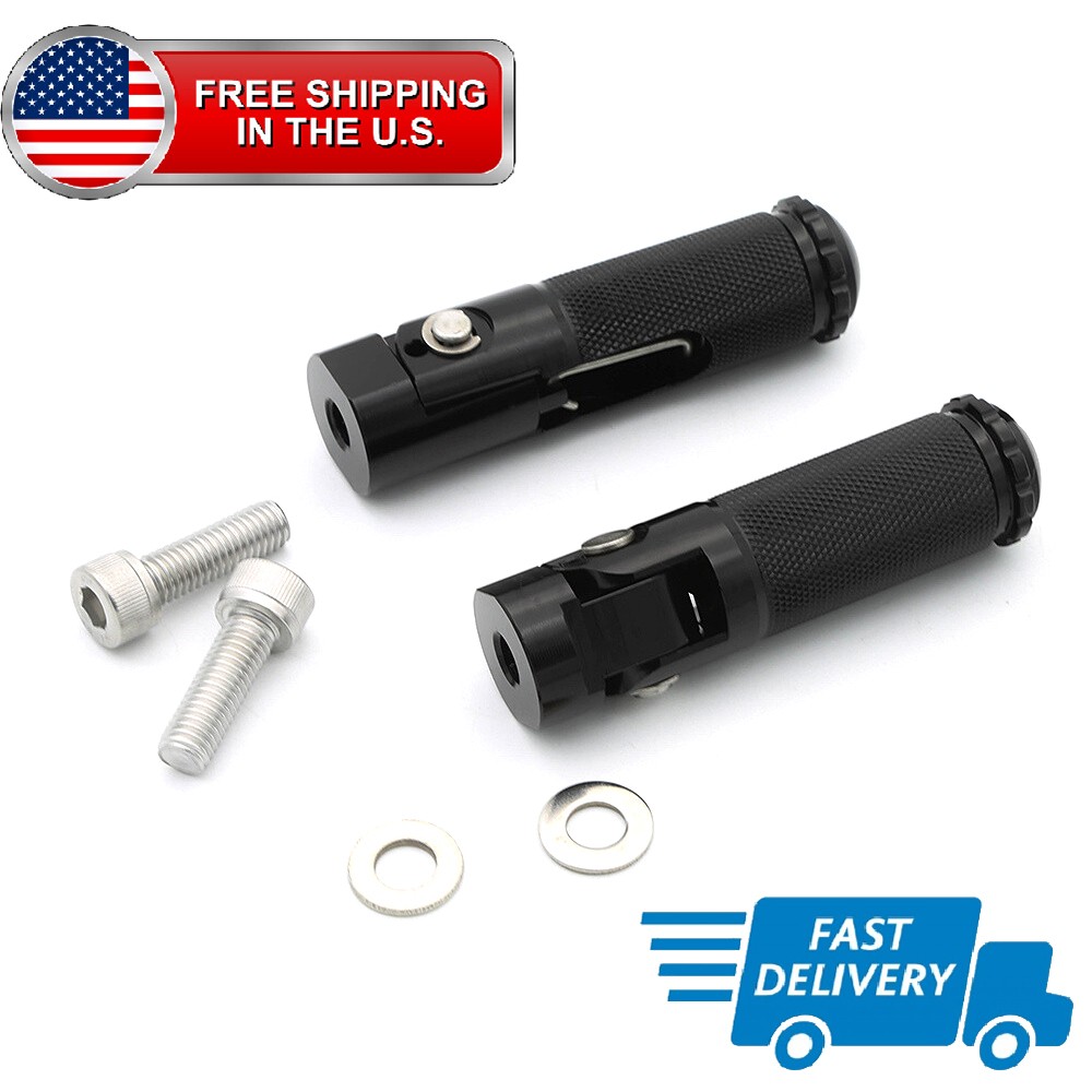 8MM Universal Motorcycle Racing Bike Folding Footrest Footpegs Foot Pegs Black