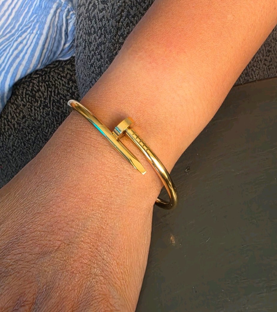 Fashion Nova Gold Tone Metal Nail Cuff Bangle Bracelet NWT Keep Nailing It OS
