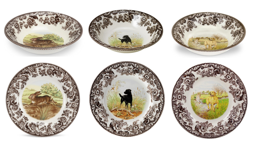 Spode Woodland Set Of 3 Dinners and 3 Bowls-----9111-----