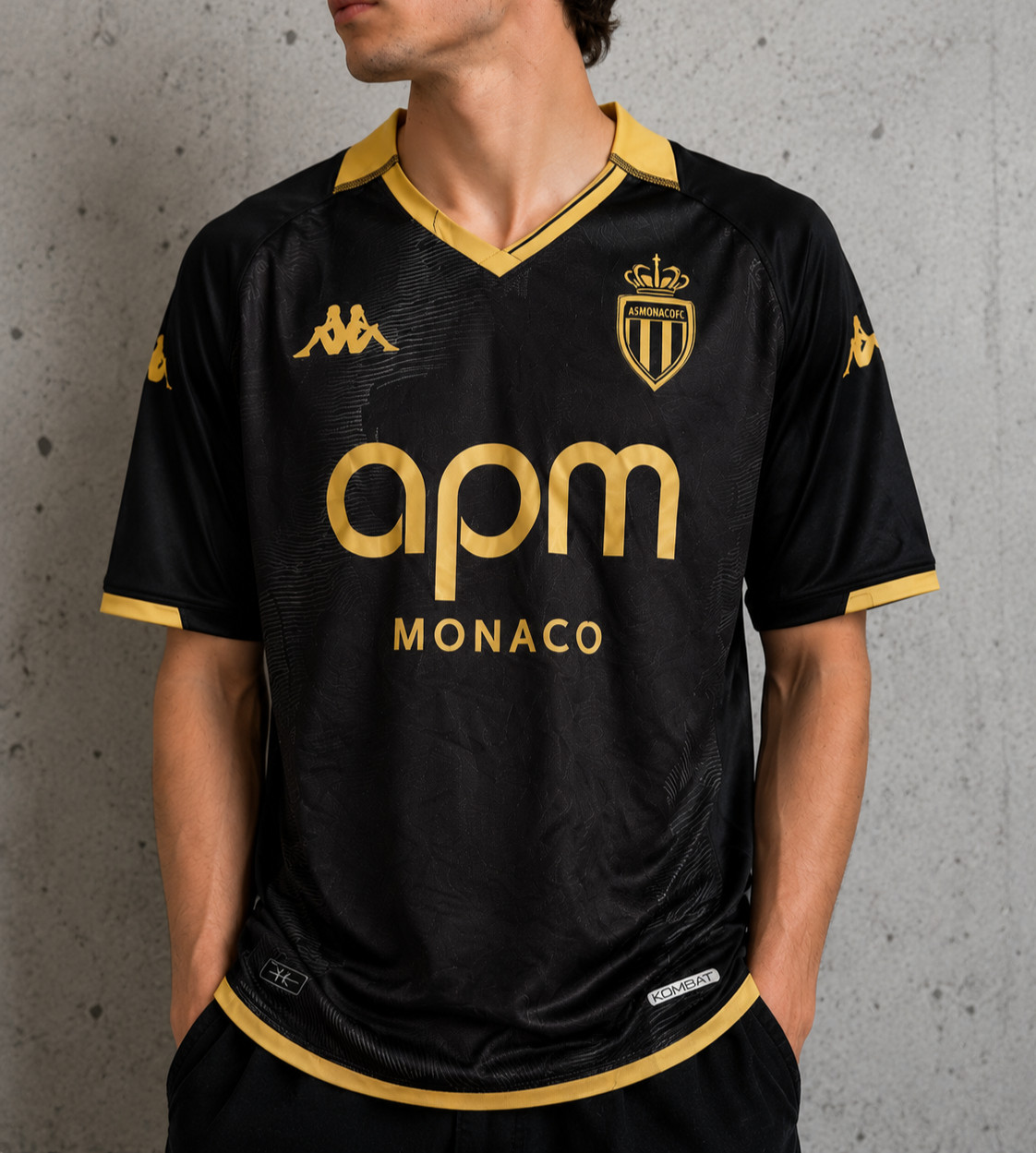AS Monaco 2023/2024 Away Jersey Shirt Black Gold Kappa SIZE LARGE AS Monaco 2023/2024 Away Jersey Shirt Black Gold Kappa SIZE LARGE