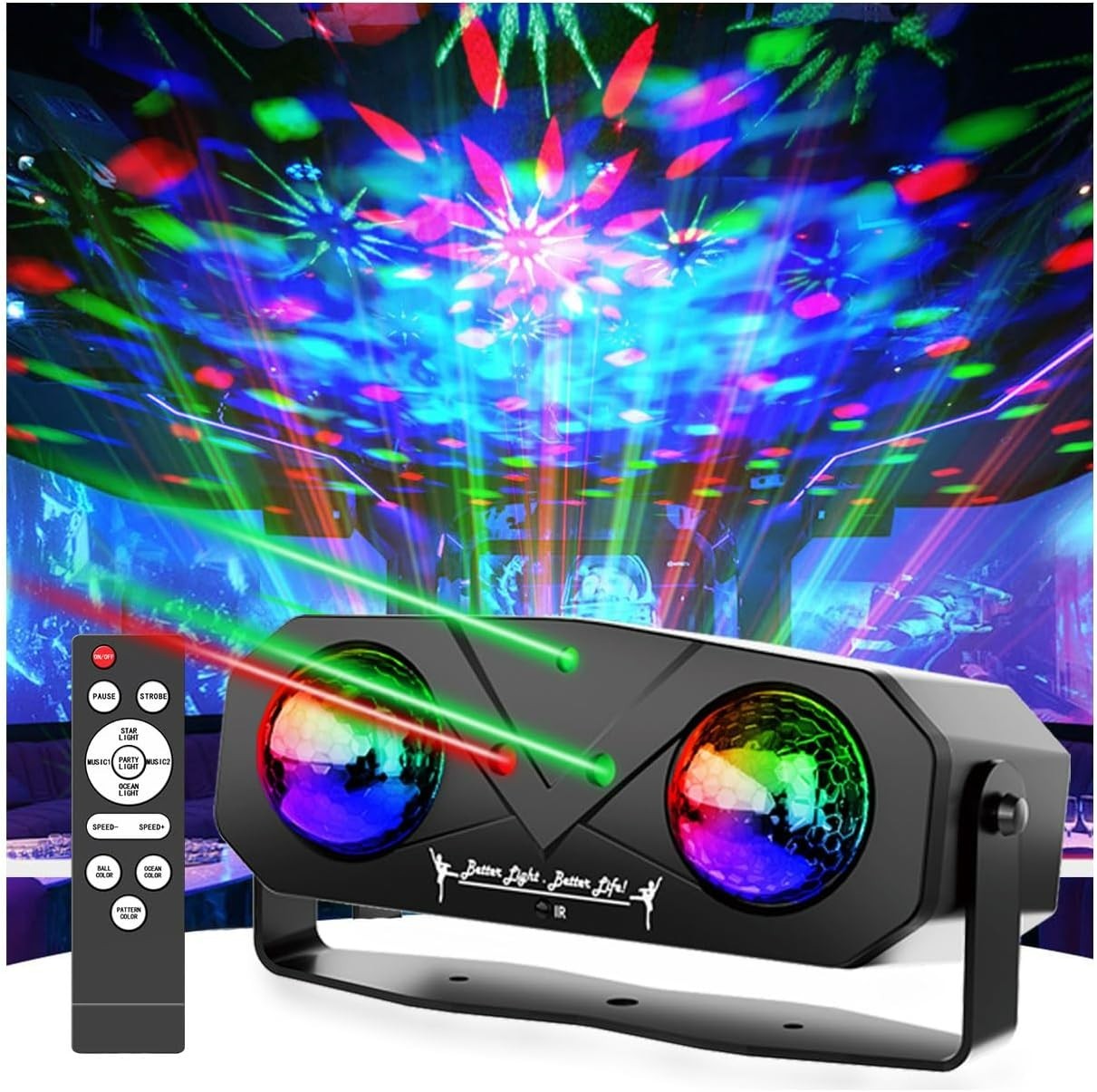 Sound Activated Disco DJ Light Remote Ocean Star Projector Party KTV Xmas Weddin