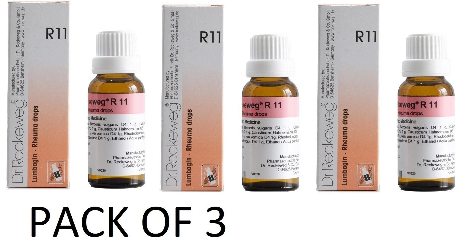 Dr Reckeweg R11 Drops 22ml x3 Homeopathic Liquid Formula 