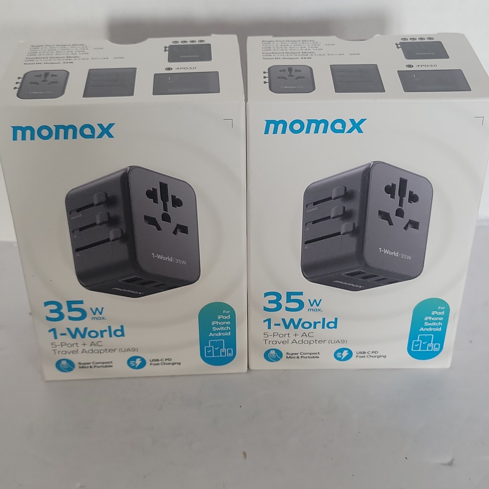 2 Momax 1-World Travel Adapter UA9 35W Max 5-Port AC USB-C PD Fast Charge 2 Momax 1-World Travel Adapter UA9 35W Max 5-Port AC USB-C PD Fast Charge