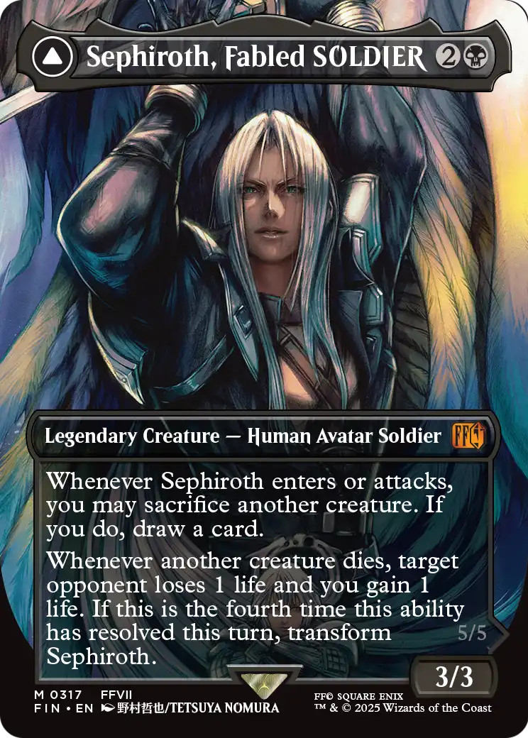 x1 Sephiroth Fabled SOLDIER / One-Winged Angel FIN MTG 317 BORDERLESS MYTHIC 1x