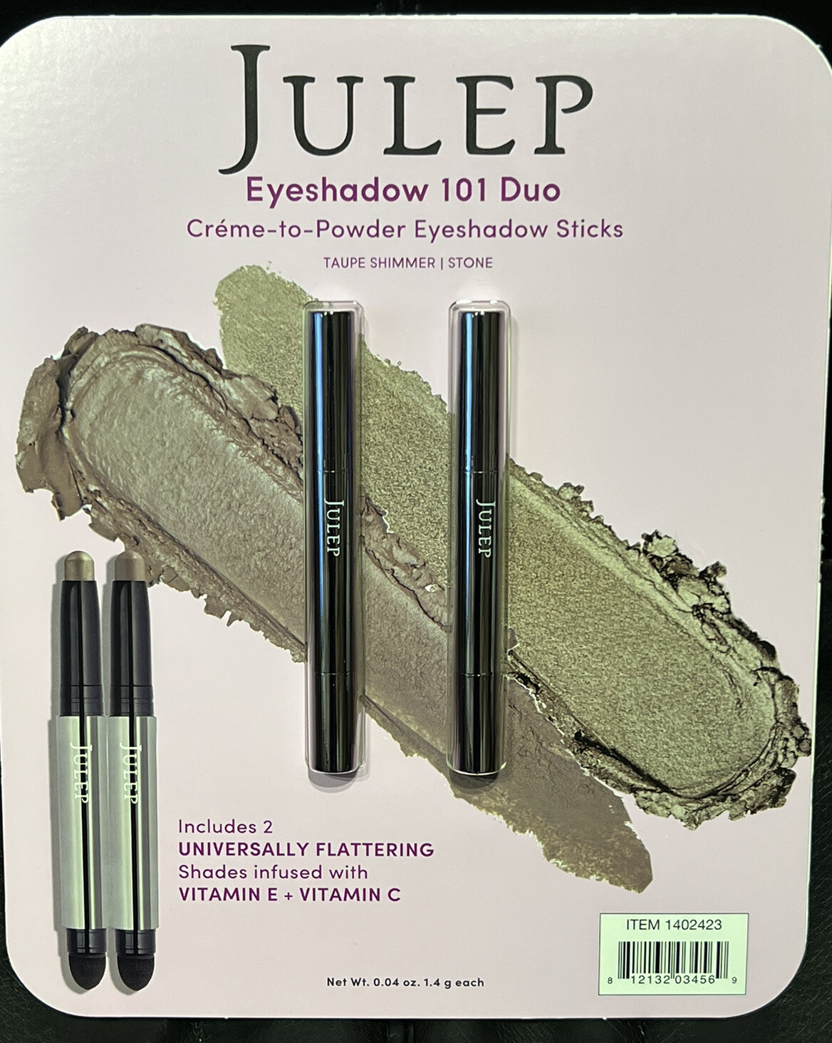 JULEP 101 Duo, Creme-to-Powder Eyeshadow Set, Taupe Shimmer / Stone NEW Sealed JULEP 101 Duo, Creme-to-Powder Eyeshadow Set, Taupe Shimmer / Stone NEW Sealed