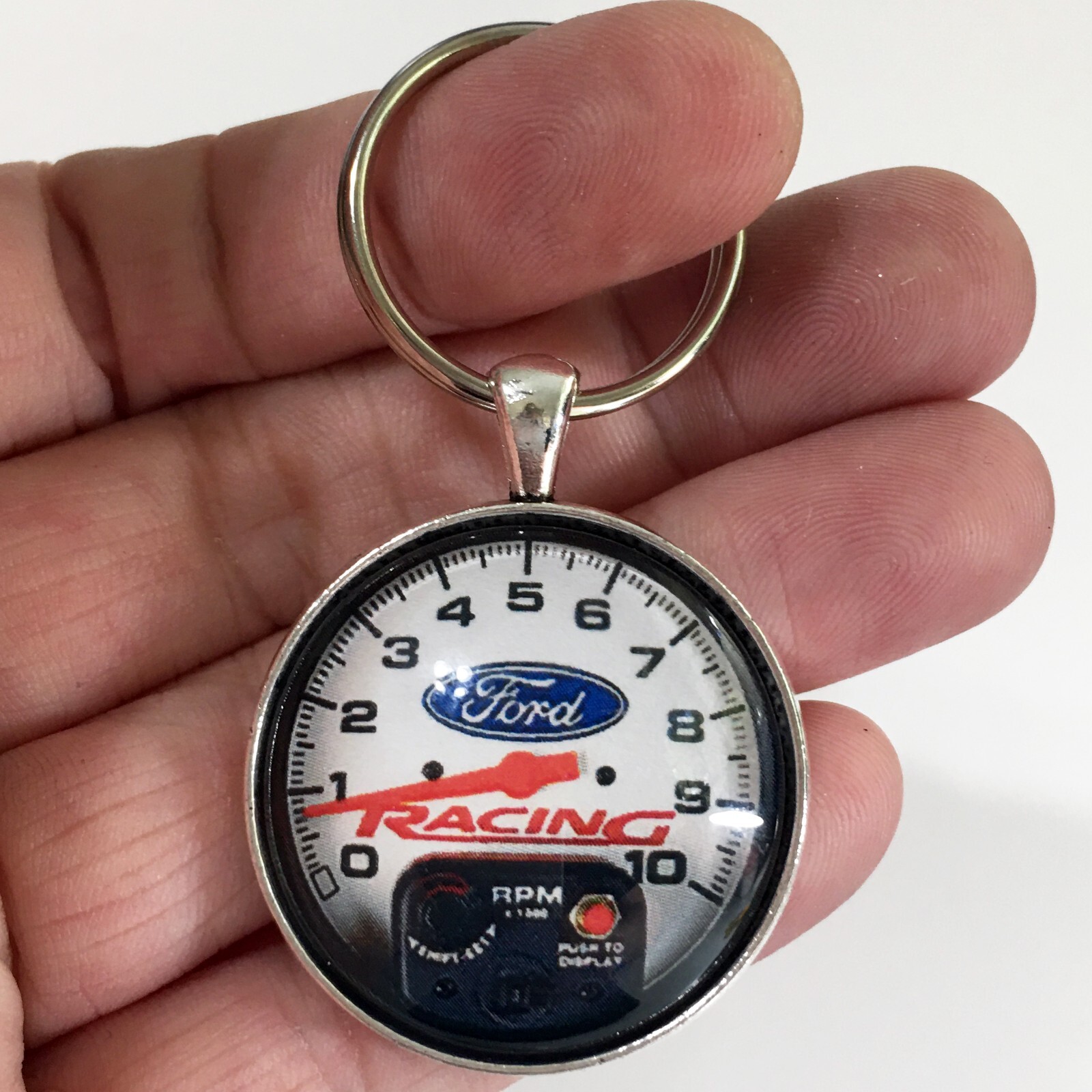 Ford Racing Tachometer RPM Tach Gauge Photo Reproduction Keychain