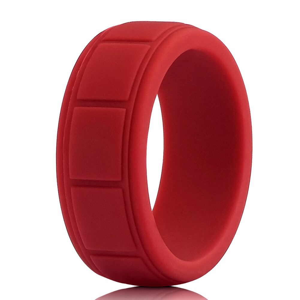 Medical Grade Silicone Wedding Ring Men's Flex Fit Sport Rubber Band 8-13# Size