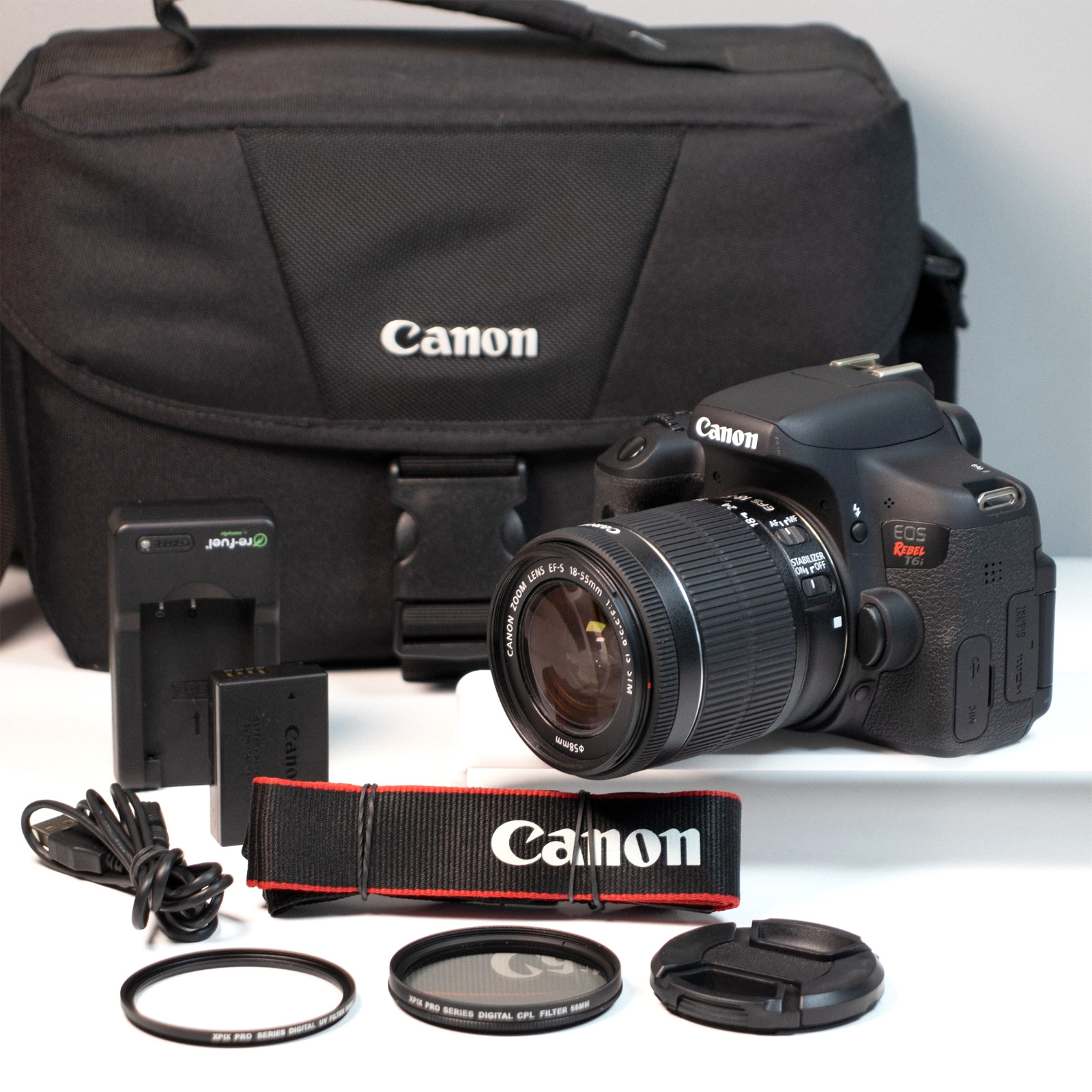 CANON Rebel T6i Digital SLR Camera w/EF-S 18-55mm STM Lens Bundle**VERY CLEAN**