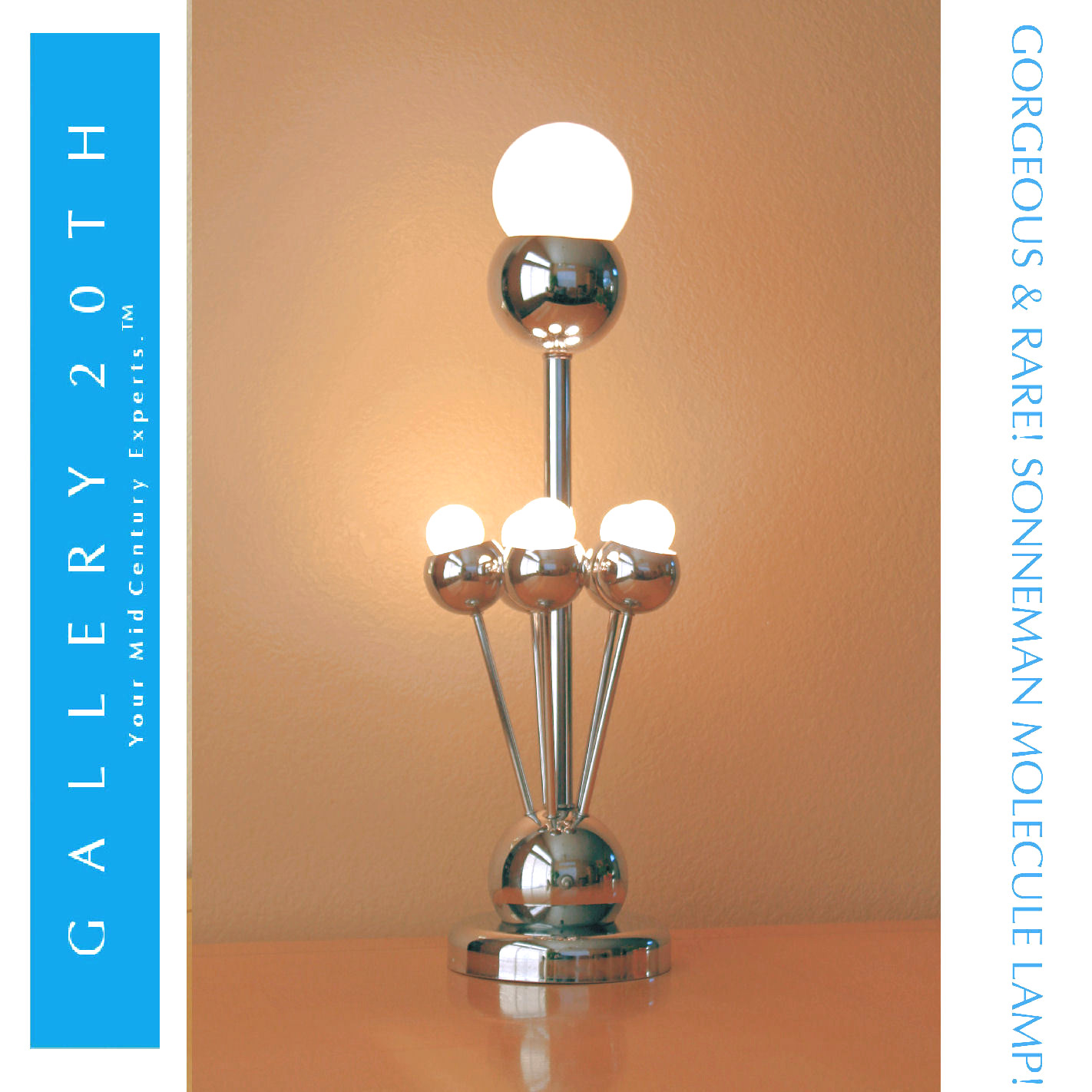 SPACE AGE MID CENTURY SONNEMAN CHROME TABLE LAMP PANTON 60\'S SPUTNIK  VTG MCM