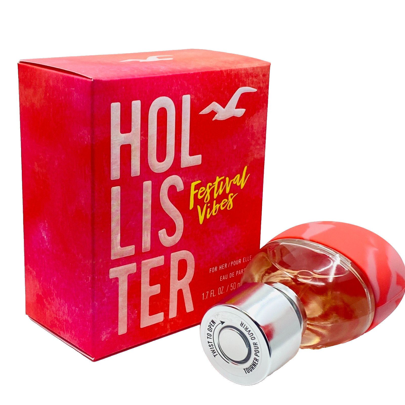 Hollister Festival Vibes for Her Eau de Parfum Spray  1.7 oz 50 ml New In Box