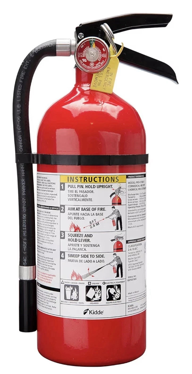 Kidde Pro 210 Fire Extinguisher - Rechargeable, Multi-Purpose Home & Office Kidde Pro 210 Fire Extinguisher - Rechargeable, Multi-Purpose Home & Office
