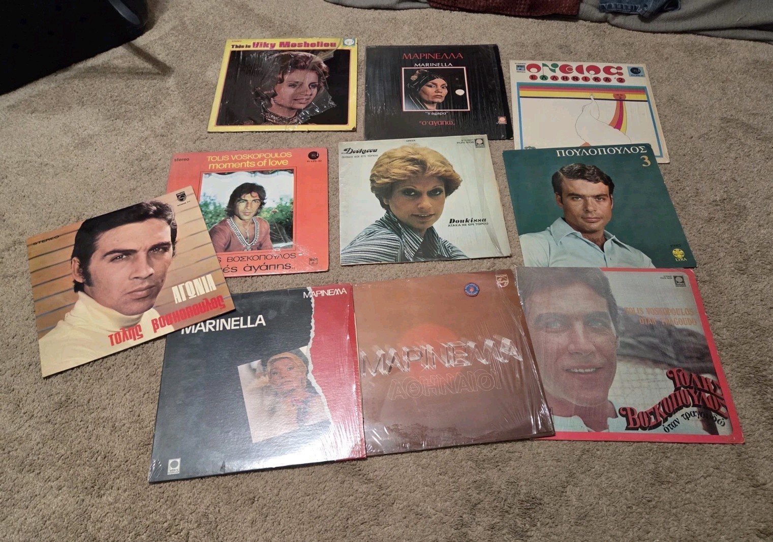 Lot Of 10 Vintage Greek Album Greece Singer Voskopoulos Mosholiou And Others