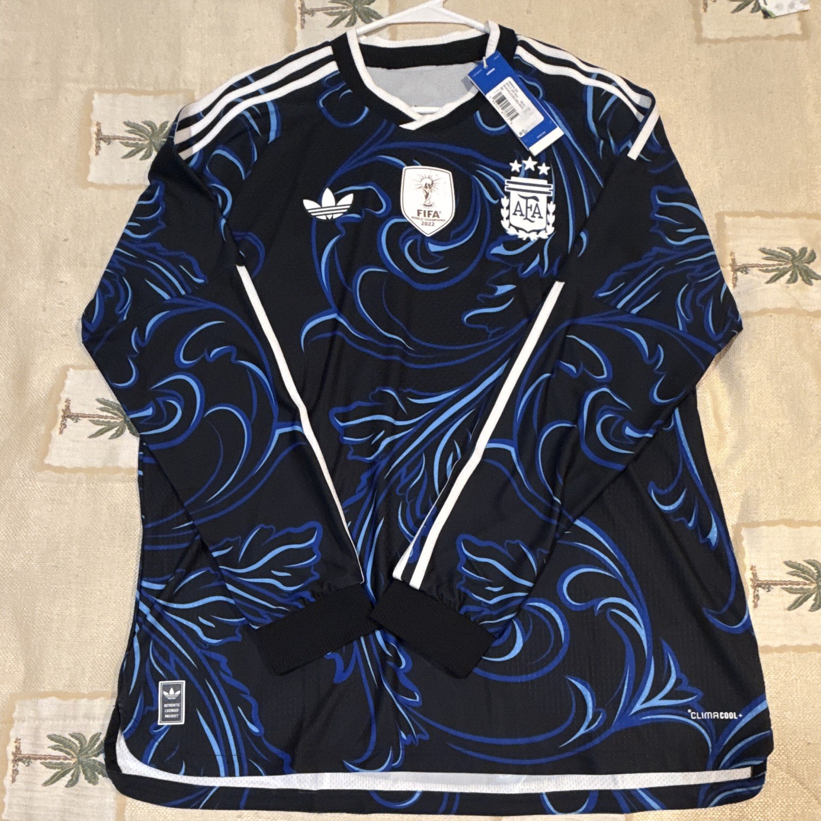 adidas Argentina AFA Soccer Jersey Black/Blue/White Men’s XL Licensed