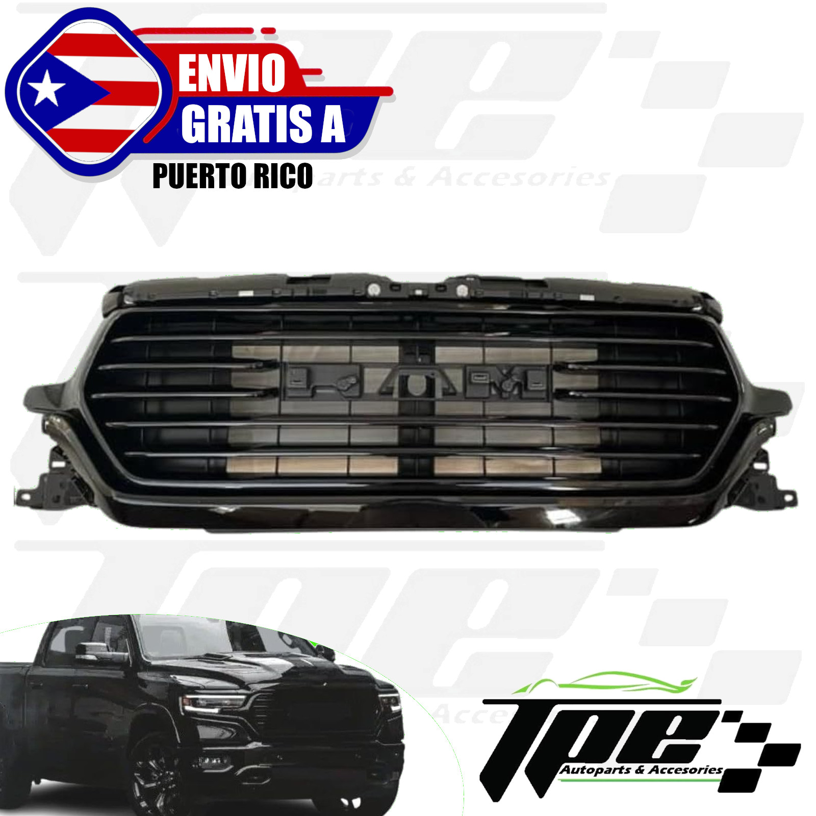 For 2019 2024 Dodge RAM 1500 Limited Longhorn Gloss Black Grill OE Replacement
