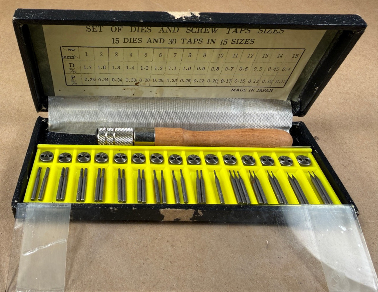 Vintage Set Tiny Watchmakers Dies & Screw Taps in Box Japan - 