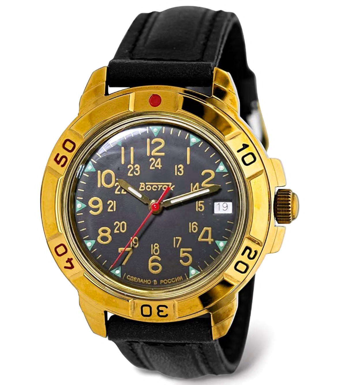 Vostok Komandirskie Mechanical (Manual) Military Watch Gold/Black Date Box