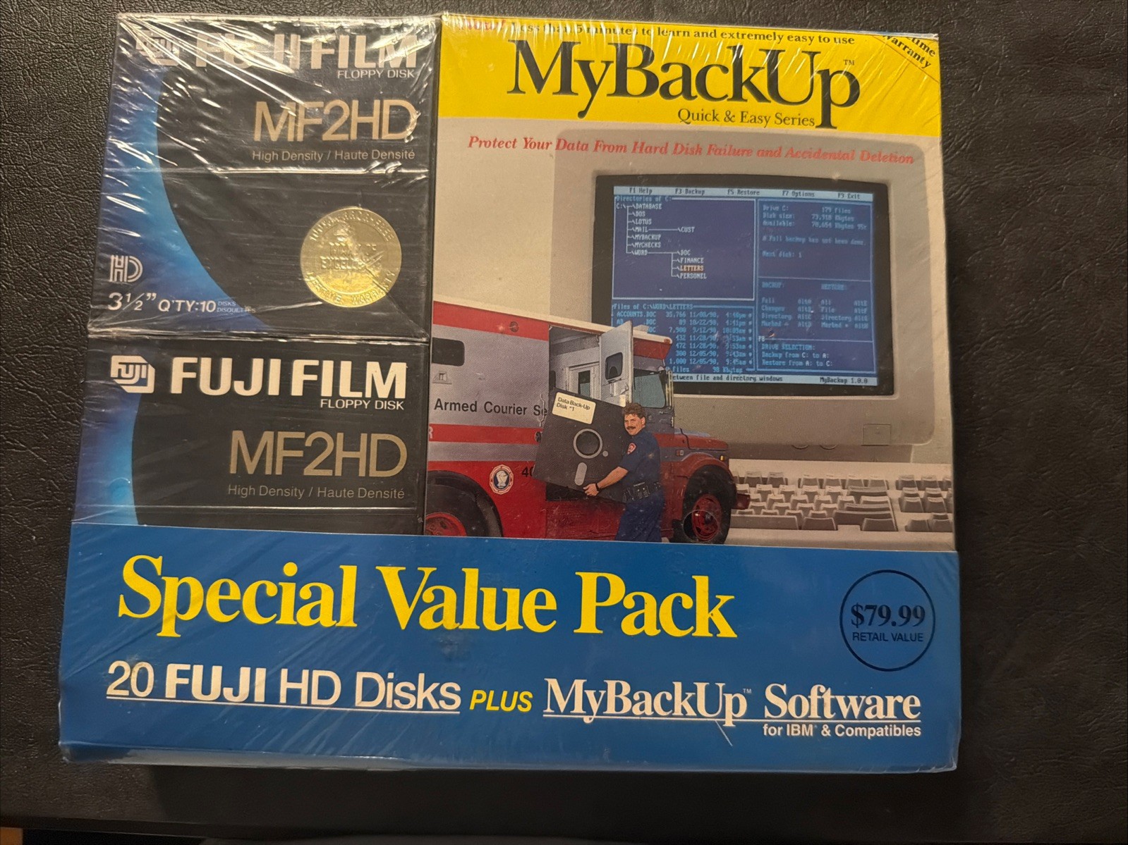 Vintage My Back Up Software & 20 Fuji HD Disks MF2HD NEW SEALED *Free Shipping*