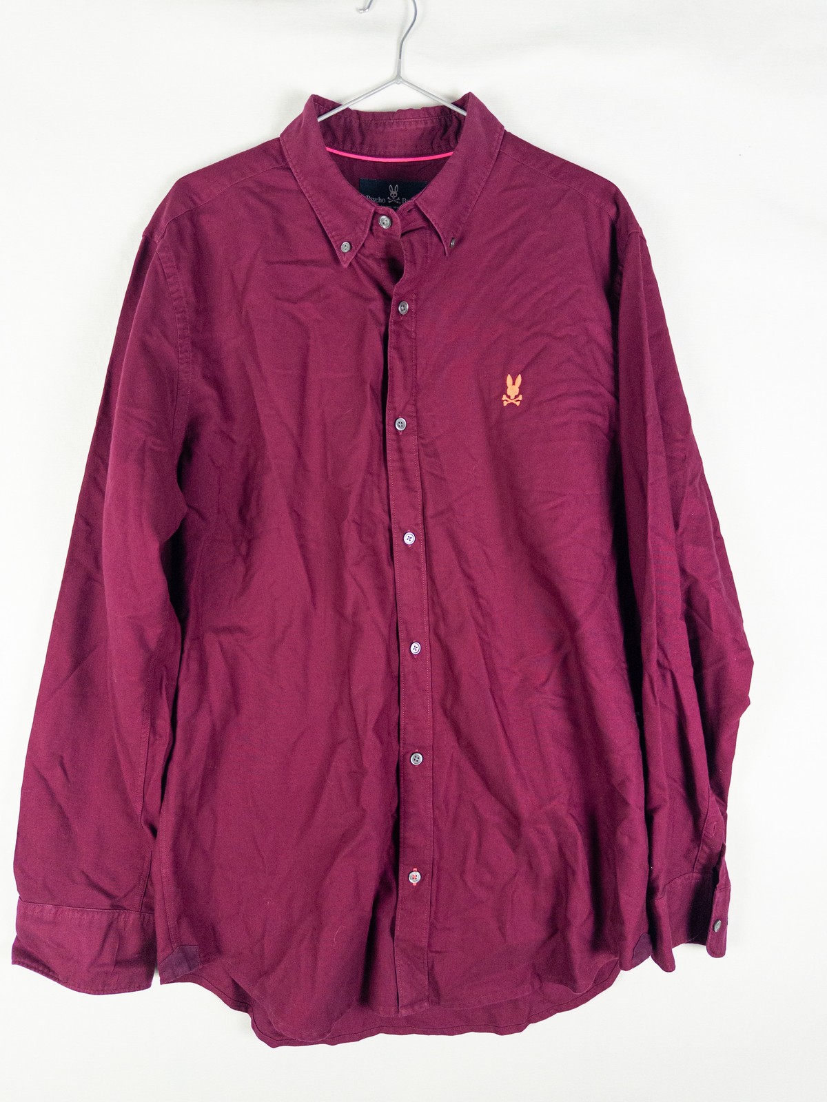Psycho Bunny Pima Cotton Button Down Shirt Mens L Burgundy Embroidered Preppy St