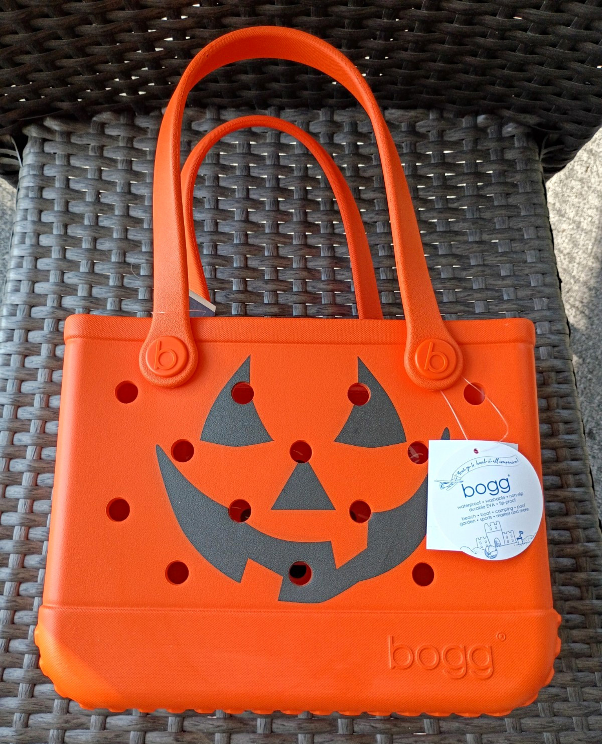 Bitty Bogg Orange Tote Bag Jack-o\'-Lantern Halloween Waterproof Open Top