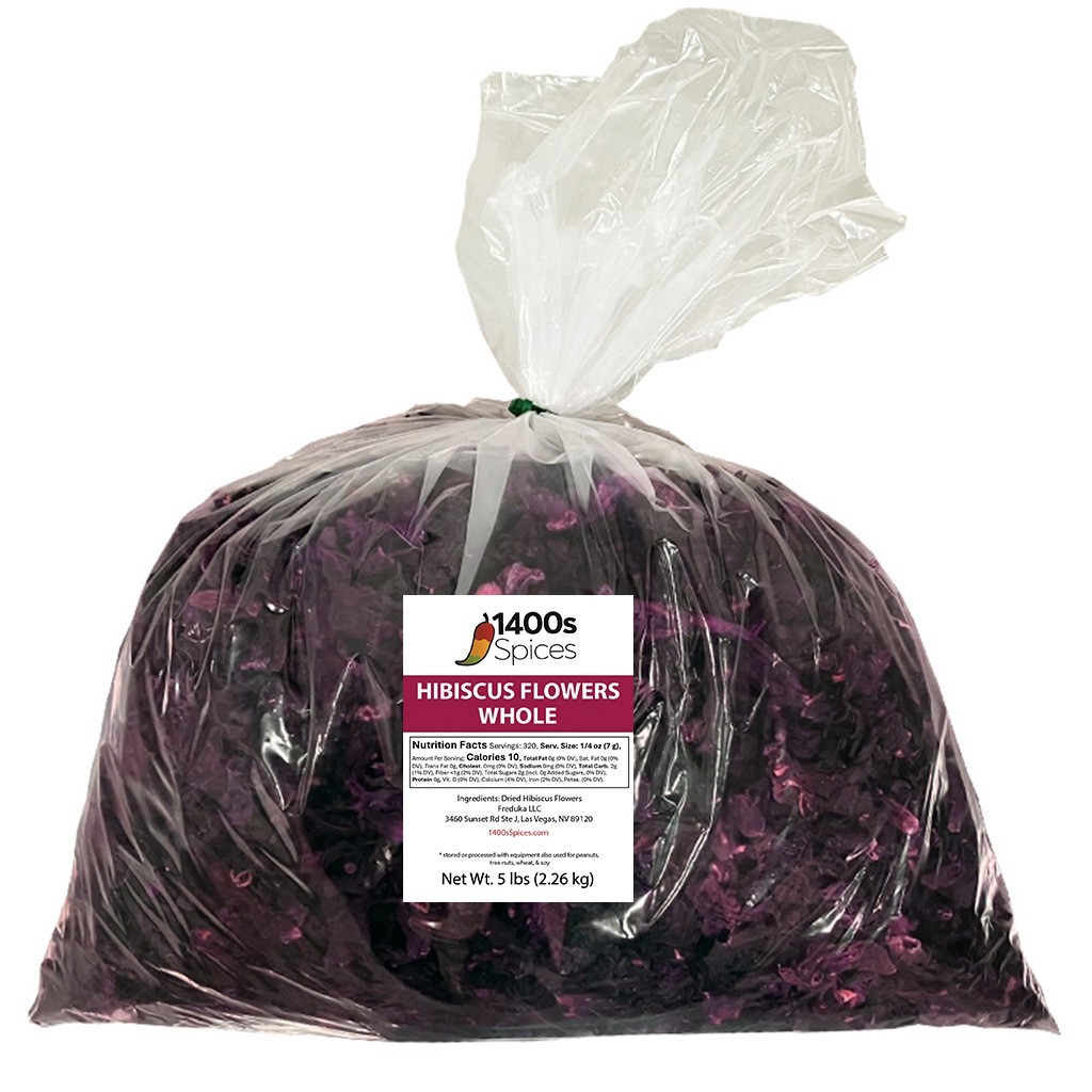 5lb Dried Whole Hibiscus Flowers and Petals, Flor de Jamaica by 1400S SPICES