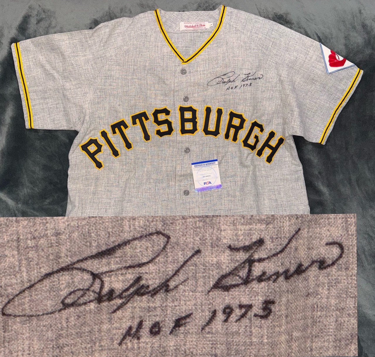 Signed Ralph Kiner Jersey Mitchell & Ness M&N Autographed HOF 75 inscription PSA
