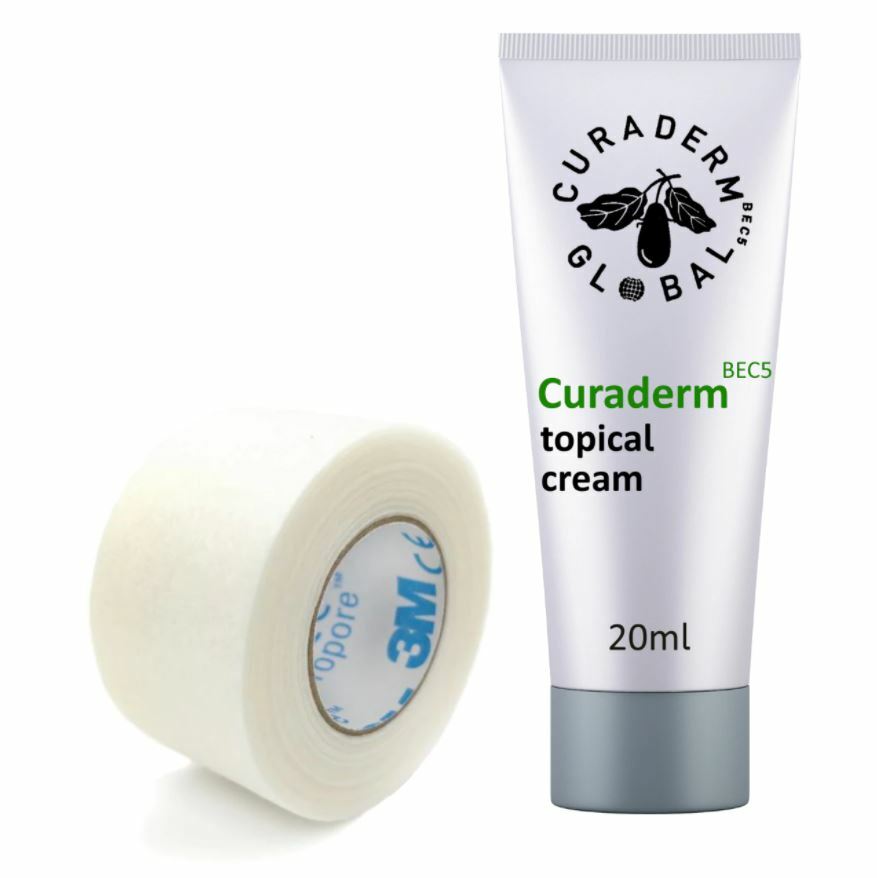 Curaderm BEC5 Cream and FREE Micropore Tape with  inside U.S.