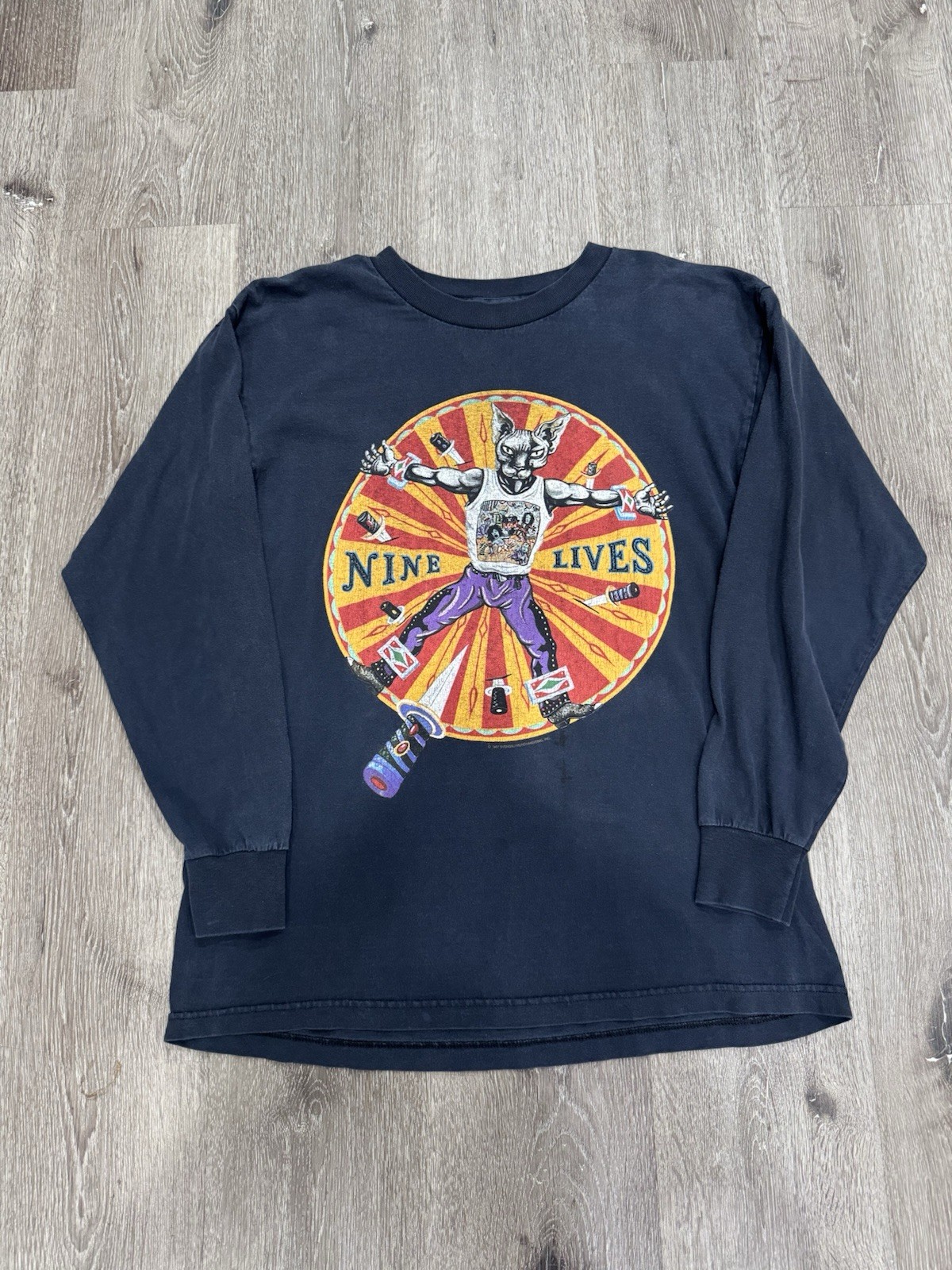 Vintage 1997 Aerosmith Nine Lives Navy Long Sleeve Size L Vintage 1997 Aerosmith Nine Lives Navy Long Sleeve Size L