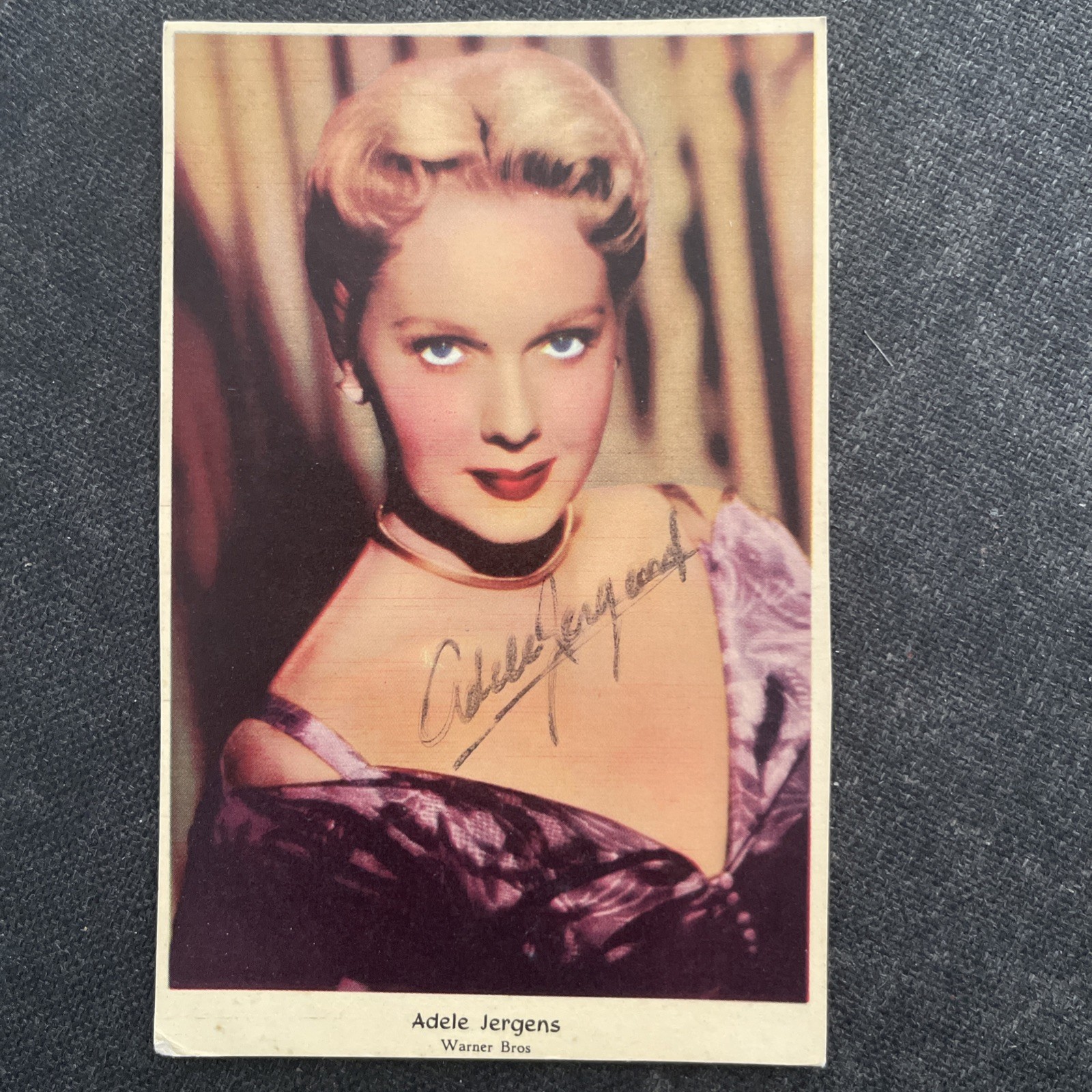 Vintage Adele Jergens Cinema Postcard Autograph Signature Dedication Vintage Adele Jergens Cinema Postcard Autograph Signature Dedication