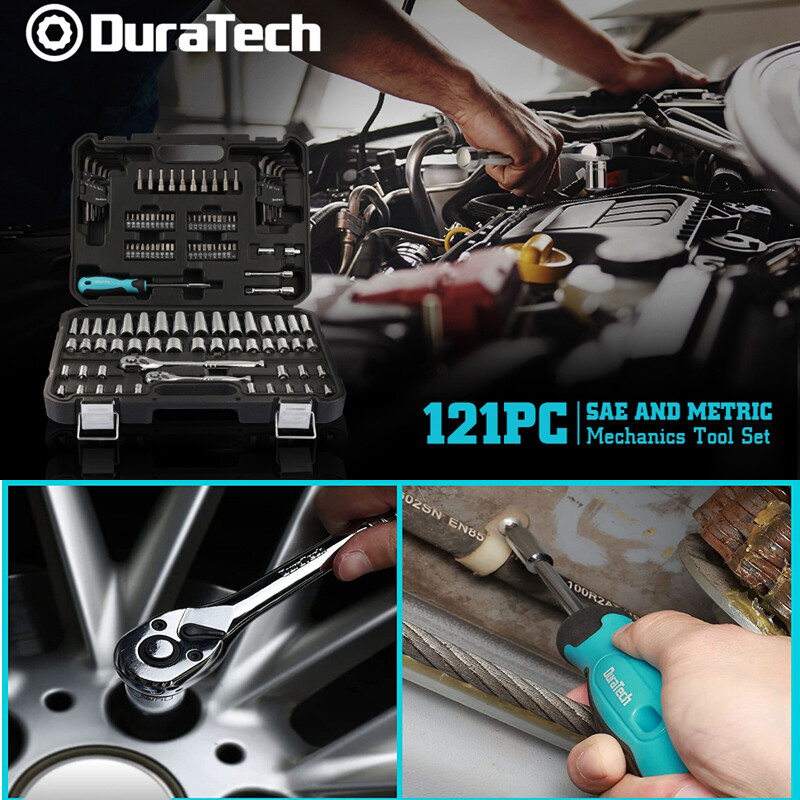 DURATECH 121PIECE Mechanics Tool Kits SAE/Metric Sockets Set 40-in-1 Screwdriver