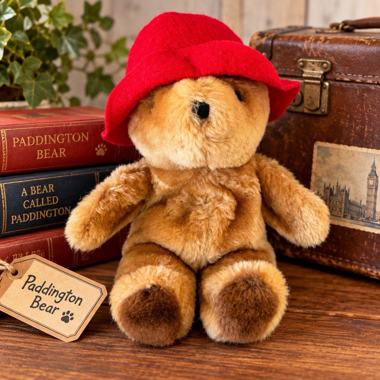 Vintage 1981 Eden Toys Paddington Bear Plush Red Hat Korea 1975 Copyright