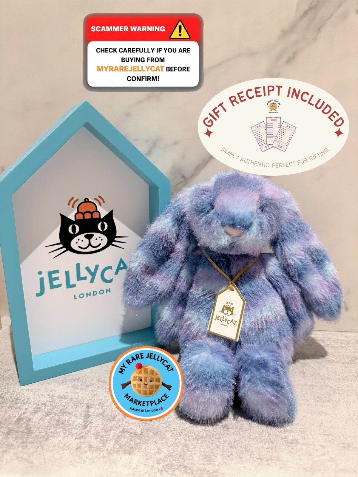*Very Rare* Jellycat Cerulea Luxe Bunny - Selfridges Exclusive - Brand New W/Tag