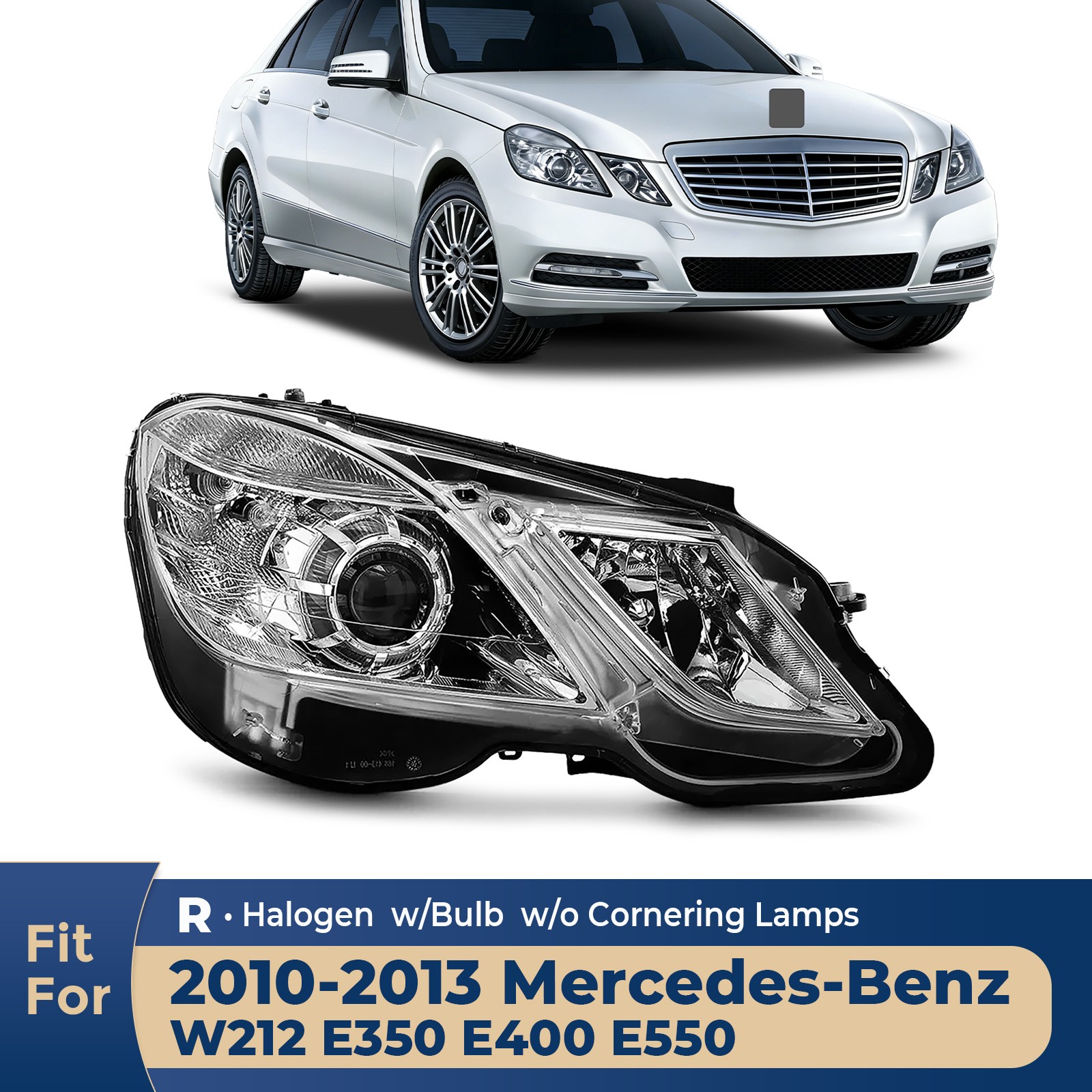 2010-2013 Mercedes Benz W212 E350 E550 Halogen Headlight Headlamp Right W/ Bulbs