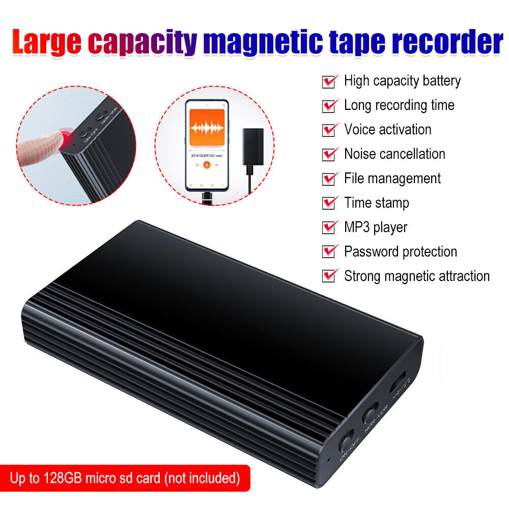 500 hrs Magnetic Digital Voice Activated Recorder Hidden Audio Recording Device